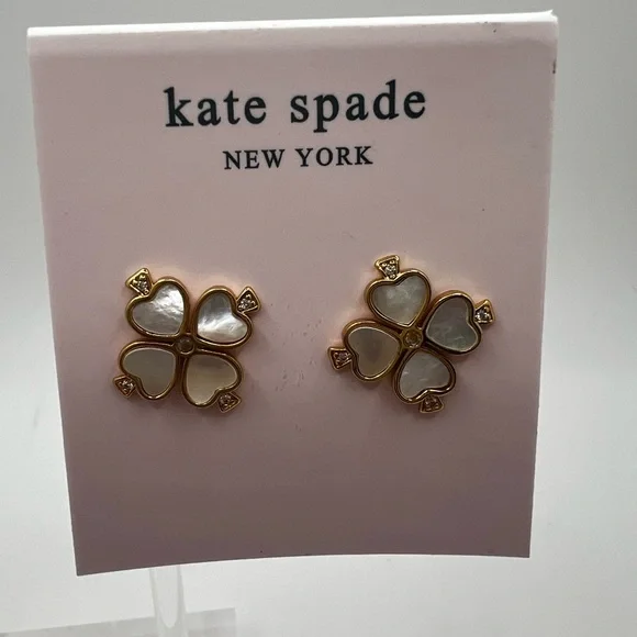 NWT Kate Spade Legacy Logo Demi Fine Spade Flower Earrings - Picture 1 of 3